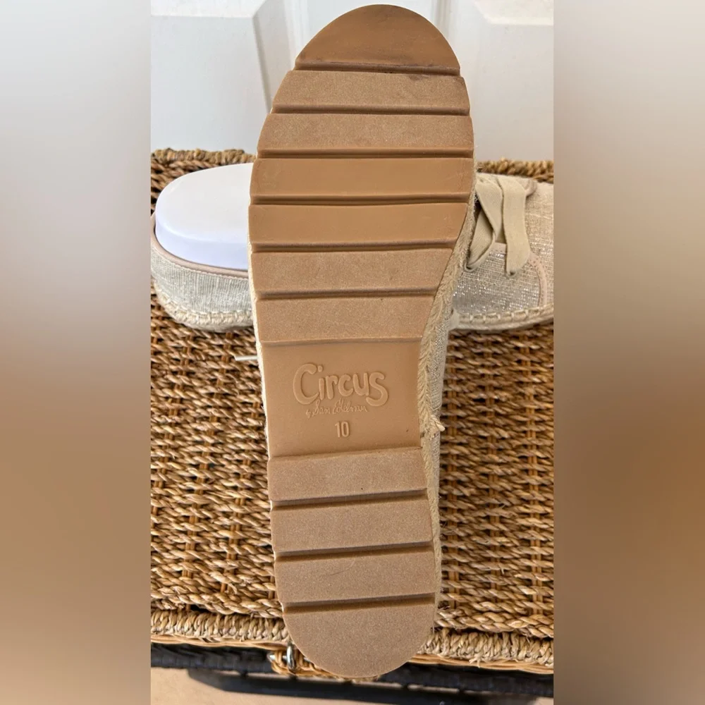 Circus by Sam Edelman Lace Up Espadrille‎ Flats Beige Size 10M